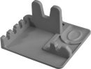 Silicone Spoon Rest and Pot Lid Holder Stand for Kitchen Counter Top, Ladle/Spatula/Spoon/Tongs Holder, Food Grade Silicone, Heat Resistant, Anti-slip BPA-Free, Grey