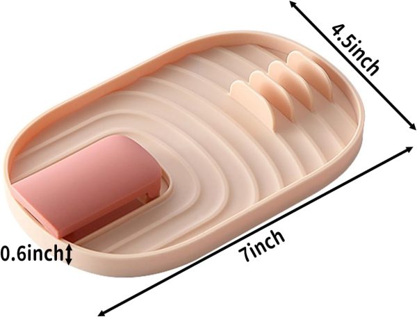 Spoon Rest for Stove Top, Top Spoon Holder for Stove 2Pcs Silicone Rest Pot Lid Holder, Cooking Ravioli Spoon Rest for Kitchen Counter, Pink Utensil Holder (Pink, White) - Image 2
