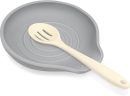 Silicone Spoon Rest for Stove Top - BPA-Free, Heat-Resistant Spoon Holder - Spoon Rest for Kitchen Counter - Large Cooking Utensil Rest for Spoons, Spatulas, Ladles or Tongs - Gray