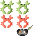 4Pcs Crab Spoon Holder for Pot Crab Utensil Holder Crab Spoon Rest Crab Spatula Holder Silicone Crab Utensil Holder Adjustable Crab Utensil Holder for Placing Spoons Spatulas After Cooking