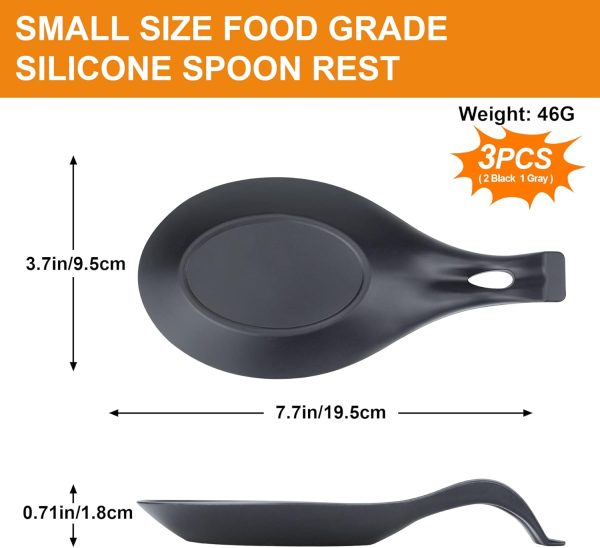 Spoon Rest for Stove Top, 3 Pack Small Silicone Spoon Holder for Kitchen Counter, Coffee Spoon Rest, Heat Resistant Cooking Spoon Holder Perfect Kitchen Gadgets - Image 2