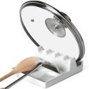 Ceramic Spoon Rest for Stove Top, Spoon and Lid Rest for Kitchen Counter, Spoon Holder with Drip Pad for Multiple Utensils, Heat-Resistant, Housewarming Present - 6.2 inch, Set of 1, White