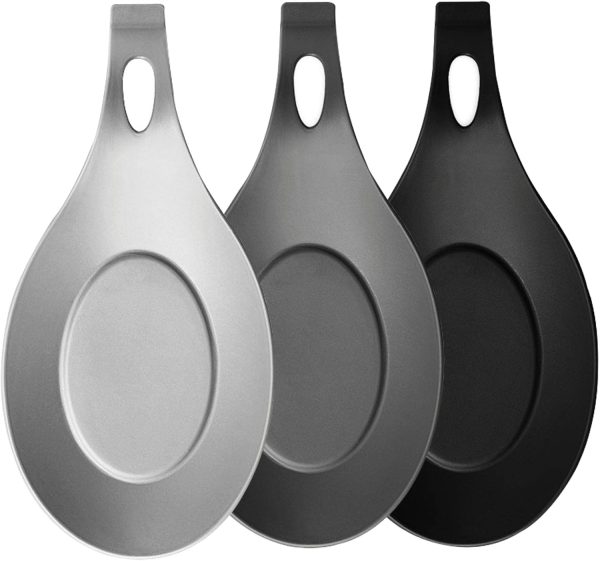 3 Pack Silicone Spoon Rest for Stove Top, Heat Resistant Kitchen Utensil Rest, Sturdy Silicone Spoon Holder for Kitchen Utensils Spatula,Tongs,Ladles(multi)