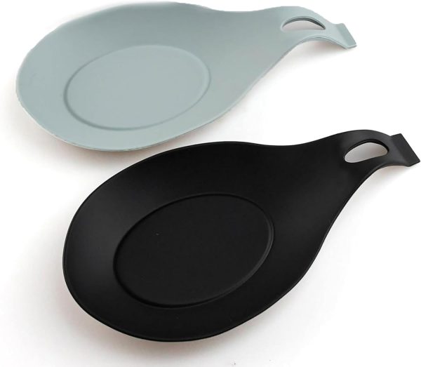 Silicone Spoon Rest, Heat-Resistant up to 446°F, Shatterproof, Food Grade, Non-Stick, Set of 2