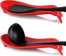 Silicone Spoon Rests, Cooking Utensils Holder for Kitchen (2, Red-Red)