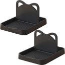 2Pcs Spoon Rest with Lid Holder,Foldable Spoon Holder for Kitchen Counter,Cat Pot Lid Holder for Spoons,Pot Lids,Spatulas,Utensils,Forks(2pcs Black)