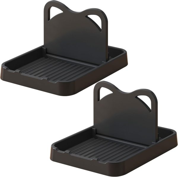 2Pcs Spoon Rest with Lid Holder,Foldable Spoon Holder for Kitchen Counter,Cat Pot Lid Holder for Spoons,Pot Lids,Spatulas,Utensils,Forks(2pcs Black)