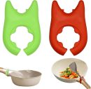 2pcs Silicone Pot Holders, Adjustable Kitchen Silicone Spoon Rest Suitable for Placing Spoons and Spatulas After Cooking in a Steamer Utensil Rest, Anti-Slip Spatula Pot Spoon Holder (Green/Red)