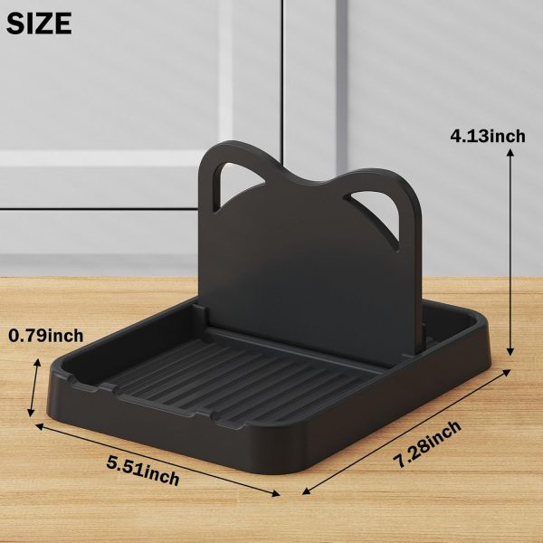 2Pcs Spoon Rest with Lid Holder,Foldable Spoon Holder for Kitchen Counter,Cat Pot Lid Holder for Spoons,Pot Lids,Spatulas,Utensils,Forks(2pcs Black) - Image 2
