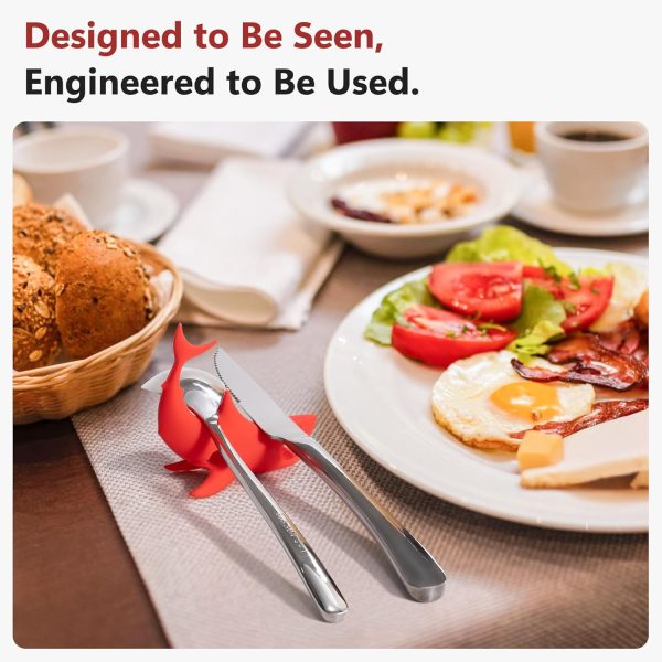 Funny Silicone Spoon Rest - 3 PCS Shark Spoon Rest for Stove Top Utensil Rest Kitchen Spoon Holder for Stove Organizer Cooking Gifts Kitchen Gifts - Image 2