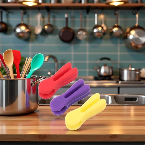 3 Pcs Silicone Pot Clip - Non-Slip, Heat Resistant, Multifunctional, Spoon Rest, Spatula Holder, Bracket Clips Chopstick Cutlery Rests - Image 2