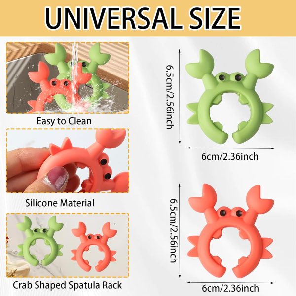 4Pcs Crab Spoon Holder for Pot Crab Utensil Holder Crab Spoon Rest Crab Spatula Holder Silicone Crab Utensil Holder Adjustable Crab Utensil Holder for Placing Spoons Spatulas After Cooking - Image 2